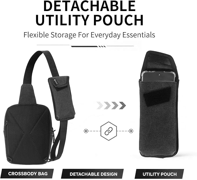 TULLIO Camera Bag Small Sling Crossbody Chest Pack for DSLR Mirrorless | Features a detachable pouch in a compact, lightweight design for everyday use. Fits 10" tablet & Sony/Fuji/Canon cameras - Image 3
