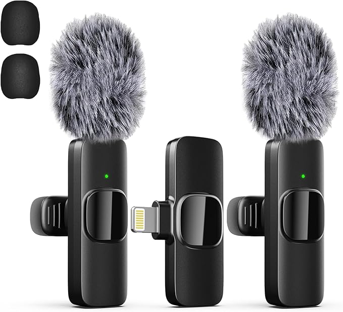 Professional Wireless Lavalier Lapel Microphone for iPhone, Mini Video Recording Mic for Interview Video Podcast Vlog YouTube & Livestream, Noise Reduction, Plug & Play (Lightning Port) by Unknown