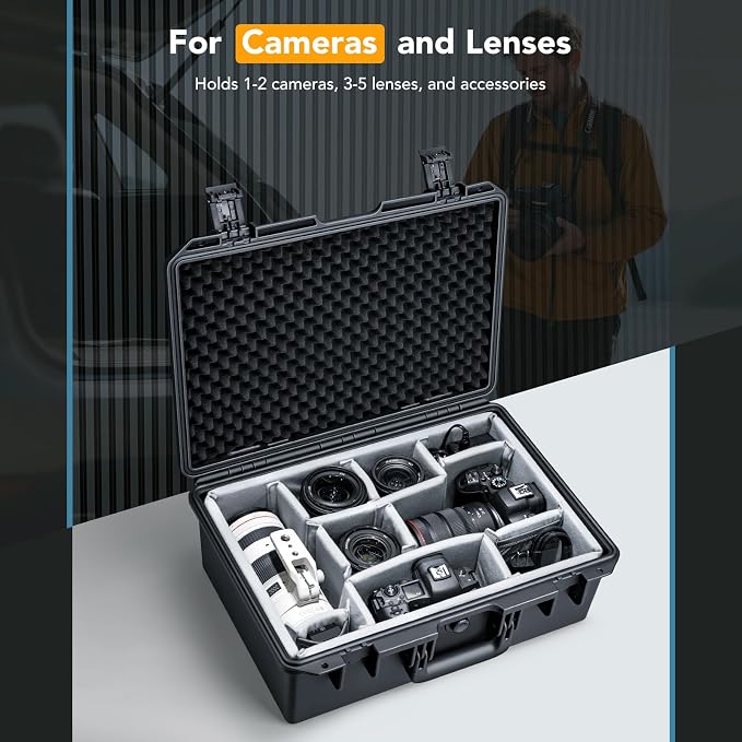 Lykus PVC2 Hard Case with Dividers for Cameras,Lenses,DJI Mavic/Air/Mini | For Photo Cameras,Drones,Portable Cameras and Their Mixes,10 Removable Dividers,Mesh Pockets,IP67 Waterproof,Shockproof - Image 2