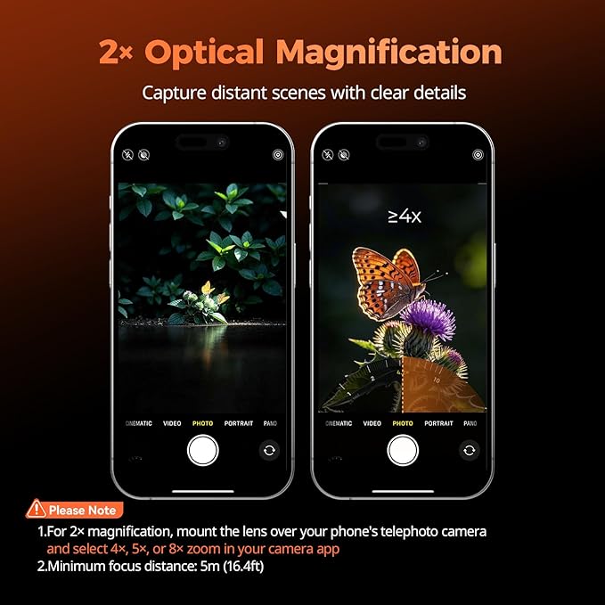 SmallRig 2X Magnification Telephoto Lens & Macro Kit for iPhone 17/16/15 Pro Max, Optical Zoom Teleconverter with 2 Macro Lenses, Compatible with Smartphone 4x/5x/8x Telephoto Camera, T-Mount-5334 - Image 2