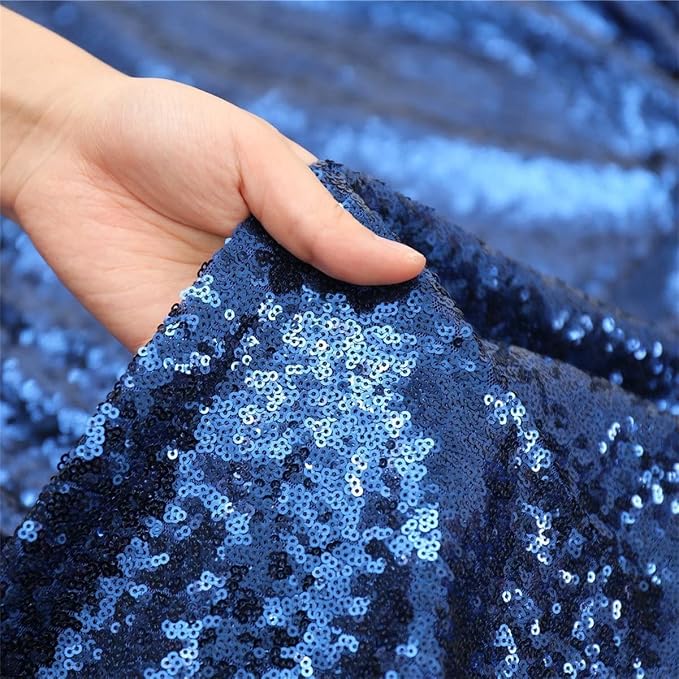 Poise3EHome 2ft x 8ft Blue Sequin Photography Backdrop Curtains 2 Panels for Party Decoration, Navy Blue - Image 7