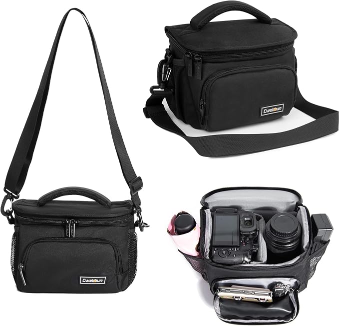 Cwatcun Compact Camera Sling Bag, Crossbody Case for DSLR/Mirrorless | fits 1 Camera Body+1 lens. Travel Photography Camera Shoulder Messenger Bag for Canon, Nikon, Sony, Fuji ,travel ready. by FocusonCameraBag