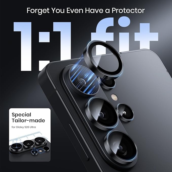 Hoerrye for Samsung Galaxy S26 Ultra Camera Lens Protector - [Top 9H+ Tempered Glass - 12FT Military Grade] Case Friendly Invisible Fit Camera Screen Protector Cover Accessories,Black | Top 9H+ Tempered Glass, 12FT Military Grade, Case Friendly, Invisi... - Image 2