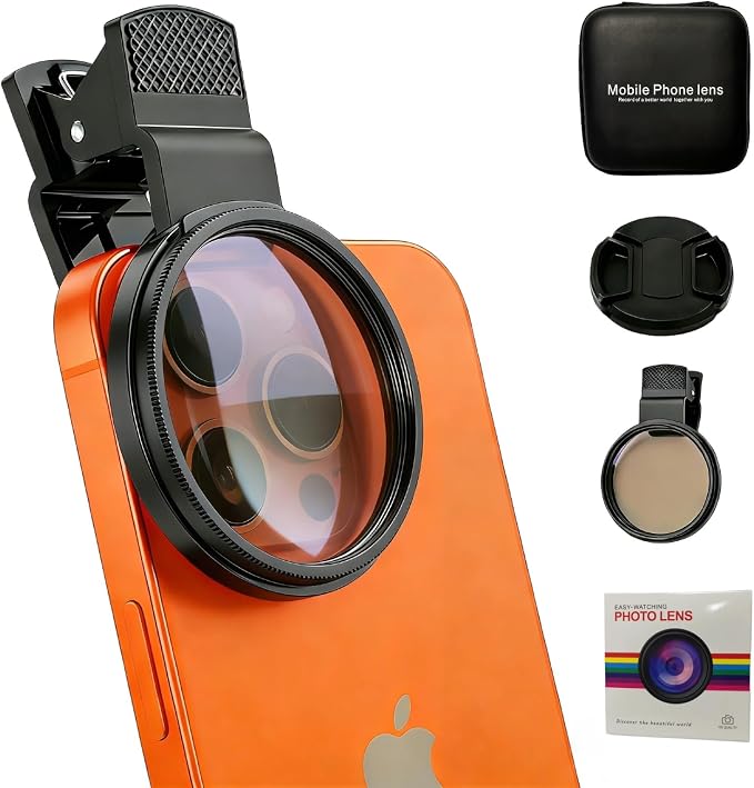 52mm Clip-On CPL Filter for iPhone Android Phone | Circular Polarizing Lens to Eliminate Glare & Boost Color, Optical Glass with Universal Clip Mobile Photography for iPhone 17 16 15 14 13 12 11 by Unknown