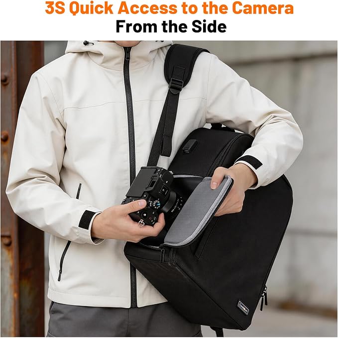 Cwatcun Professional Camera Backpack - Waterproof DSLR/SLR/Mirrorless Camera Case - Compatible with Sony, Canon, Nikon - Large Black - Image 4