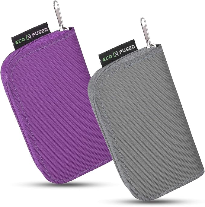 Eco-Fused Memory Card Case - Fits up to 22x SD, SDHC, Micro SD, Mini SD and 4X CF - Holder with 22 Slots (Purple & Grey / 22 Slots - 2 Pack) by Eco-Fused