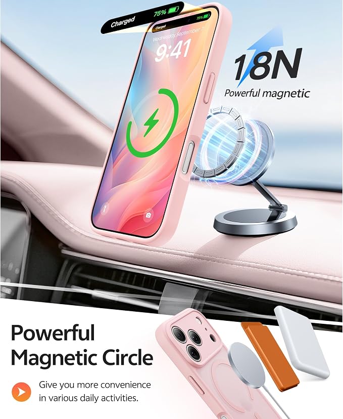 FNTCASE for iPhone 17 Pro Max Case, Fit for Magsafe, Screen Protector | Full Camera Protection, Translucent Matte, 14FT Military Grade Drop Proof, Shockproof Protective Phone Cover, Light Pink - Image 3