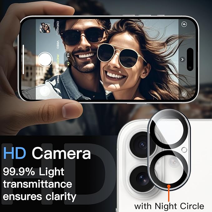 JETech Camera Lens Protector for iPhone 17, Clear, 3-Pack | 9H Tempered Glass, HD Clear, Anti-Scratch Protection, Night Shot Compatible, Case-Friendly - Image 6