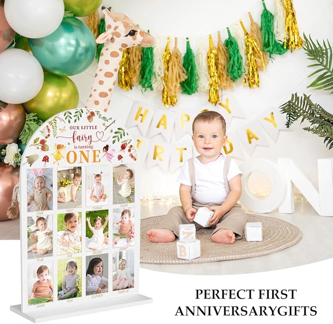 My First Year Photo Board Baby Milestone Signs One Year of Baby Photo Board, Best Babies Keepsake 10x14 Inches Acrylic Sign Decor Fits 2" x 3" Photo A17 - Image 3