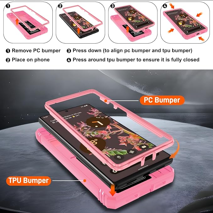 Gritup for Phone Case Pixel 6: Google Pixel 6 Case with 2*Screen Protector | Magnetic Stand & Slide Camera Cover | Shock Proof Military-Grade Funda para Pixel-6 Cover, Pink - Image 4