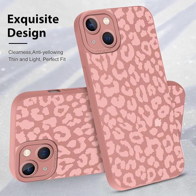 Cute Pink Cheetah Print Phone Case for iPhone 13 Mini 5.4" | Aesthetic Leopard Pattern Design Cover Full Camera Lens Protective Shockproof Soft Slim TPU Funda for Women Girls - Image 4