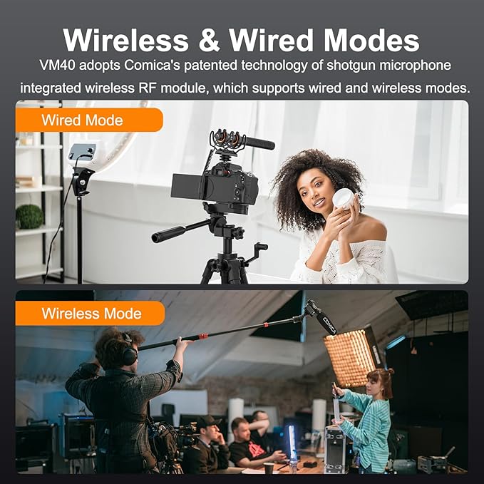 COMICA VM40 Shotgun Microphone – 48kHz/32-bit Float Recording, Wired & Wireless Modes, 32GB Onboard Storage – Compatible with Canon, Nikon, Sony Cameras & Camcorders for YouTube, Interviews & Filming - Image 3