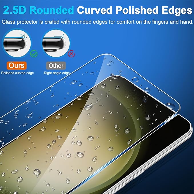 firtstnow 3 Pack for Samsung Galaxy S23 FE Screen Protector Tempered Glass + 3 Pack Camera Lens Protector, Military Grade Shatterproof, 9H Hardness, Fingerprint Unlock, Case Friendly 6.4 Inch - Image 5