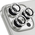 iPhone 16 Pro/16 Pro Max Camera Lens Protector Bling Diamond, Gray | Individual Metal, 9H Hardness, Scratch Resistant, Shockproof, Drop Protection, Case Friendly, Stylish Accessories by Xfilm