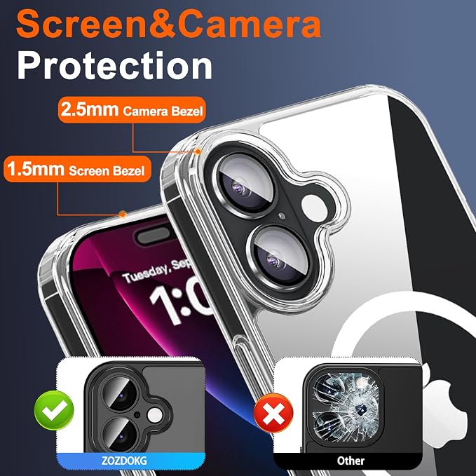 for iPhone 17 Case Clear with Privacy Screen Protector | Magnetic, Compatible with MagSafe, Shockproof Slim Phone Cover for iPhone 17, Transparent - Image 7