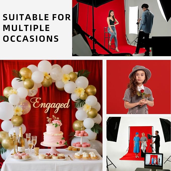 Red Photo Backdrop for Photography Photoshoot Background, 5x7FT | Multipurpose Screen for Portrait Studio Video Recording Party Non-Reflective Easy Setup High Density - Image 5
