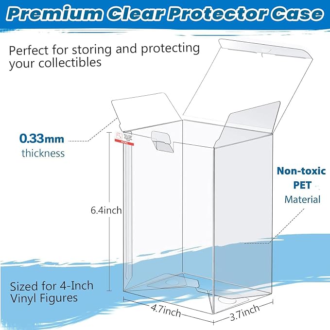 Protector Cases Compatible with Funko, 8 Count Fit 4" Collectible Figures | Stackable Storage, Clear Display Box with Protective Film, 8 Count - Image 2