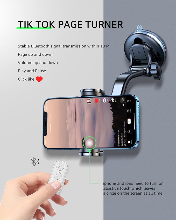 Fingertip Bluetooth Remote Control TIK TOK Wireless Page Turner TYUOBOX Camera Remote Shutter Selfie Button Controller with Charging Case for iPhone Android Ipad Cell Phone (White) - Image 4