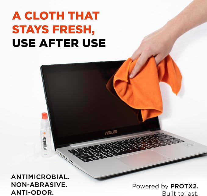 WHOOSH! Screen Shine Go – Refillable Screen Cleaner Kit, 1 fl oz | Includes 6x6" Microfiber Cloth, TSA Approved for Travel, For MacBook, Phone, iPad & Eyeglasses, Streak Free Finish - Image 6