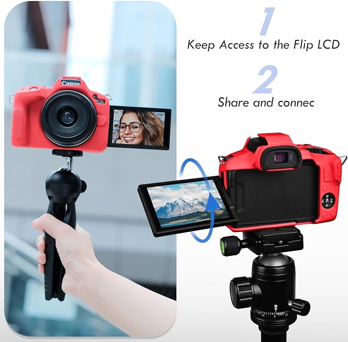 Rieibi EOSR50 EOS R50 Case, Soft Silicone Protective Case for Canon EOS R50 EOSR50 Vlogging Camera, Lightweight EOS R50 Camera Case Grip Cover Body Skin - Red - Image 5