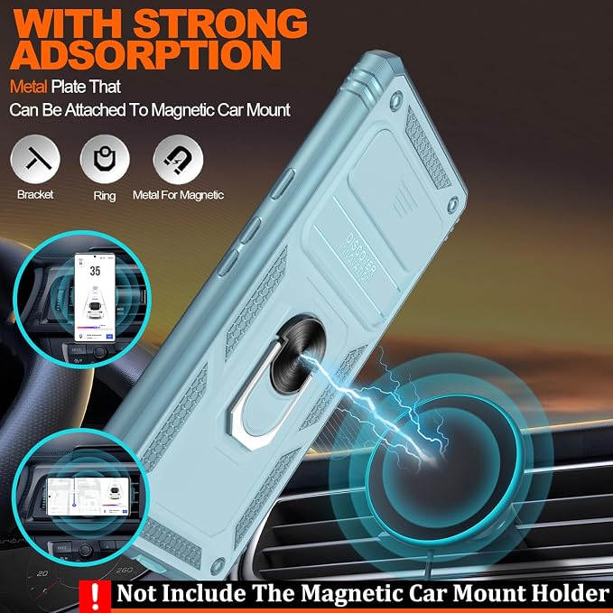 for Google Pixel 6 Pro Case with Slide Camera Cover & Screen Protector (2 PCS), Pixel 6 Pro Case Build in 360° Rotating Ring Kickstand, Military Grade Protective Case for Google 6 Pro Case, Green - Image 6