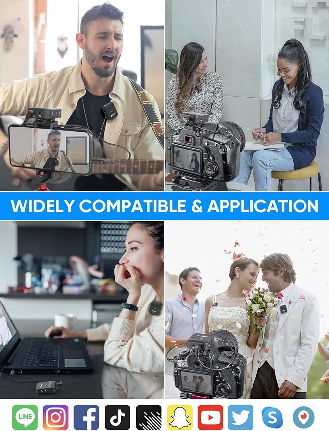 Moman Wireless Lavalier Microphone, 2.4GHz Compact Wireless Lapel Mic System with Noise Cancellation Transmission 8H Battery Life for DSLR Cameras/Smartphone/Tablet/Live Streaming (C1 Solo) - Image 6