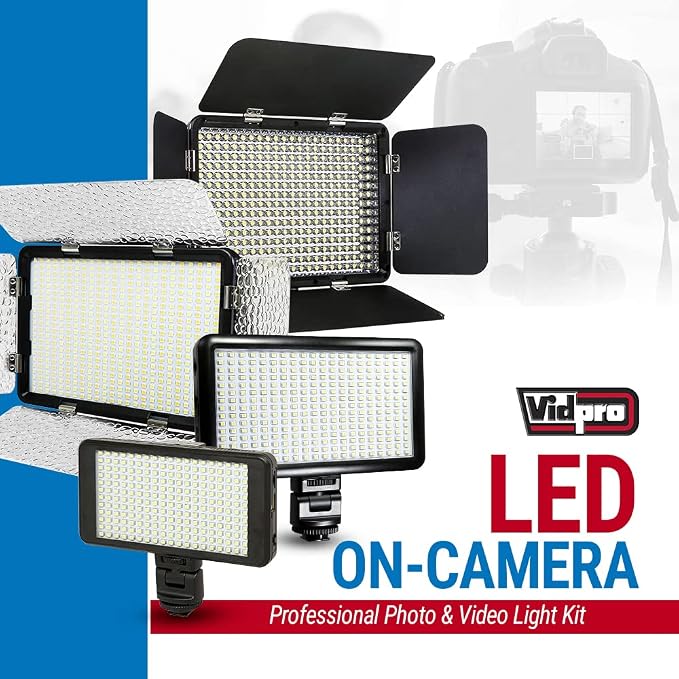 Vidpro LED-530 Photo and Video Light Kit - On Camera Panel LED Light - Adjustable and Dimmable 3200K-5600K Variable Color Light Fits Cameras w/Hot Shoe Includes Rechargeable Battery Diffuser - Image 2