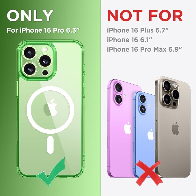 CAPRARO for iPhone 16 Pro Case, Compatible with MagSafe | Upgraded [Full Camera Protection] Protective Translucent Matte Women Girl Magnetic Phone Case Cover, Clear Green - Image 2