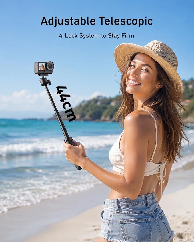 TELESIN 44cm/17.3" Mini Selfie Stick Tripod for DJI Osmo Action 6 Nano Xtra | 360° Ball Head, Magnetic Quick Release Tripods, Extendable Selfie Sticks, Vlog Handheld Grip - Image 4