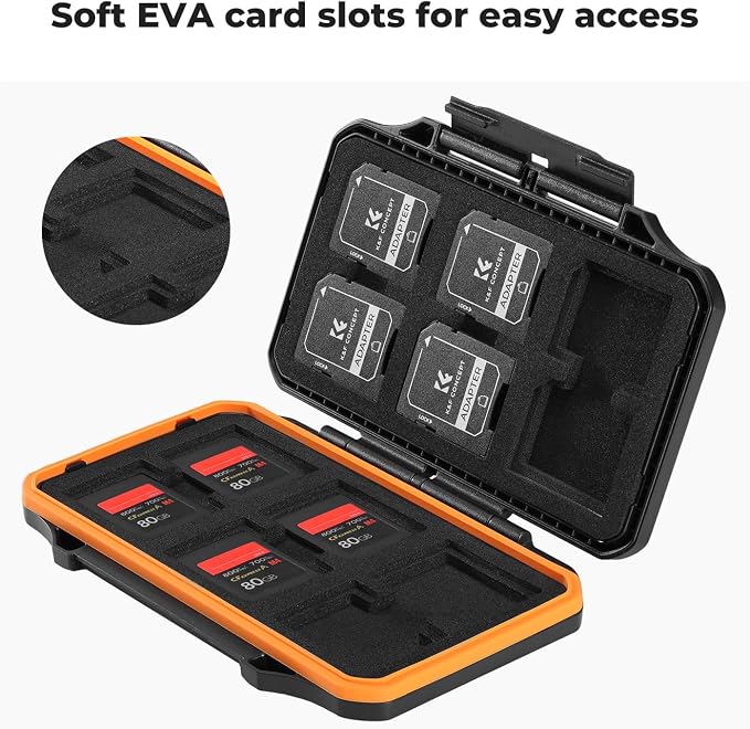 K&F CONCEPT 24 Slots Memory Card Case, Water-Resistant Shockproof | Memory Card Storage Carrying Case for 12 SD SDXC SDHC Cards, 12 CFexpress Type A Cards, PM03 - Image 4