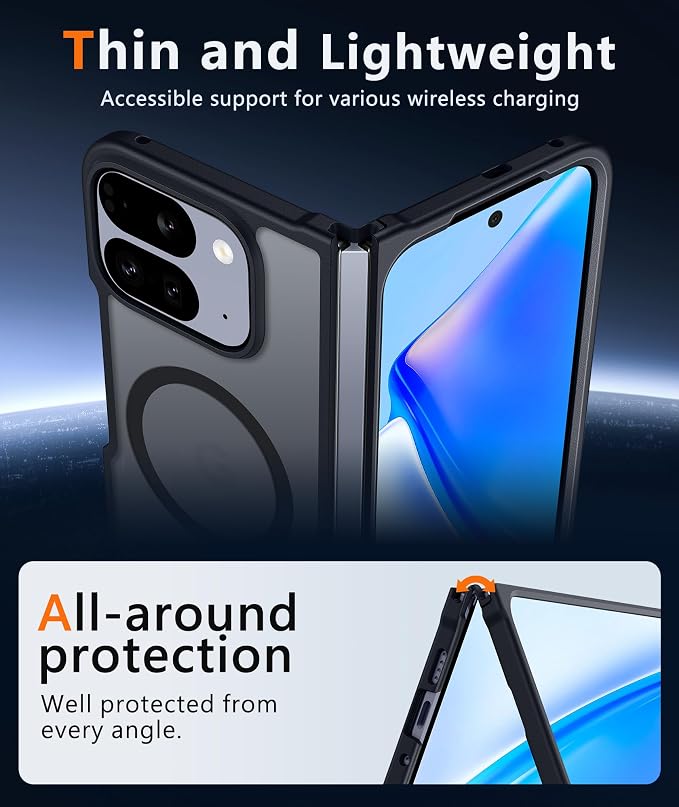 FNTCASE for Google Pixel 10 Pro Fold Case, Fit for Magsafe, Translucent | Matte Back, Strong Magnetic Charging, Slim, Tough, 14FT Military Grade Drop-proof, Anti Slip, Anti Fingerprint, Black - Image 6