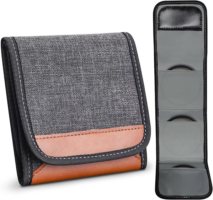 Professional photography Filter Holder Belt Bag Pouch waterproof and dustproof design, suitable for 25mm-82m Filter bag Three, Pack of 1 (Gray) by Unknown