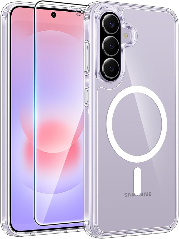 FNTCASE for Galaxy A37/A36 5G Phone Case, Fit for Magsafe, Screen Protector | Anti Yellowing Magnetic Back, 14FT Military Grade Drop Protection, Shockproof Protective, for Samsung A37 Cover, Transparent by FNTCASE