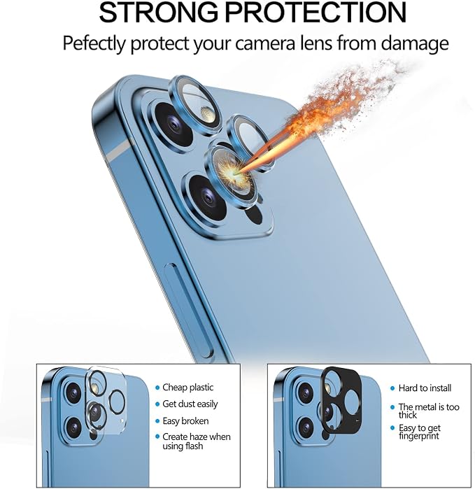 YWXTW [2 Pack Camera Lens Protector Compatible with iPhone 12 Pro Max 6.7 inch, [Installation Tray] Aluminum Alloy Tempered Glass Camera Circle Cover - Image 3