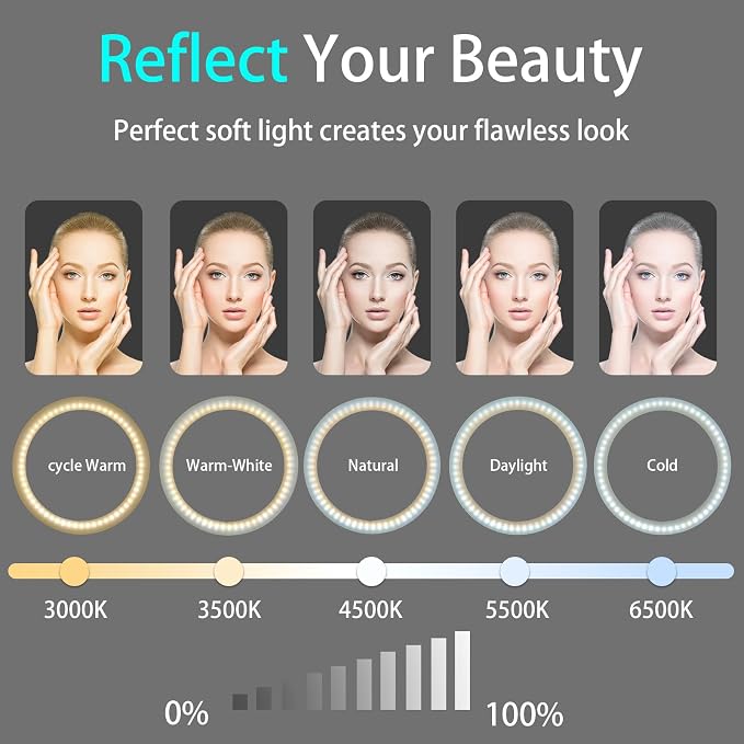 10" Desk Ring Light with Stable Tripod & Phone Holder, 120 LEDs 5-Color 10-Level Dimmable, Wireless Bluetooth Remote, Phone Selfie Light for Desk/Zoom/YouTube/TikTok - Image 4
