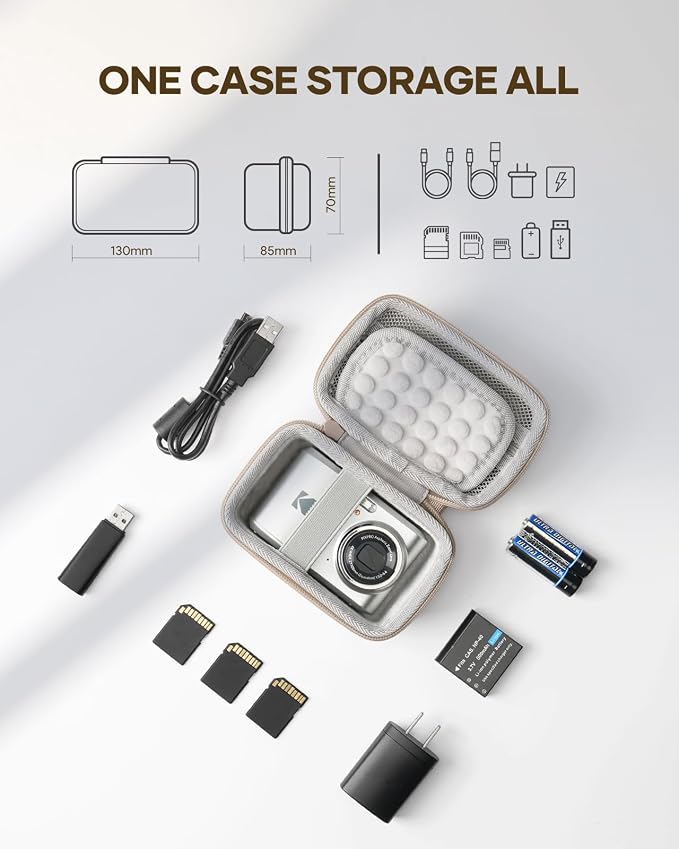 SQERO Digital Camera Case for KODAK PIXPRO FZ45 FZ55 & CAMKORY 1080P | Compact Travel Bag with 3 SD Card Slots,Small Lightweight Pouch, Cute Gifts for Adults Kids - Image 5