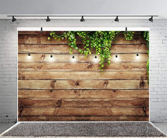 5x3ft Rustic Background for Photography Green Leaves Woodlands Photos Backdrops Wood Plank Backdrops for Weddings Birthday Baby Shower Party Barn Farmhouse Decorative Banner - Image 5