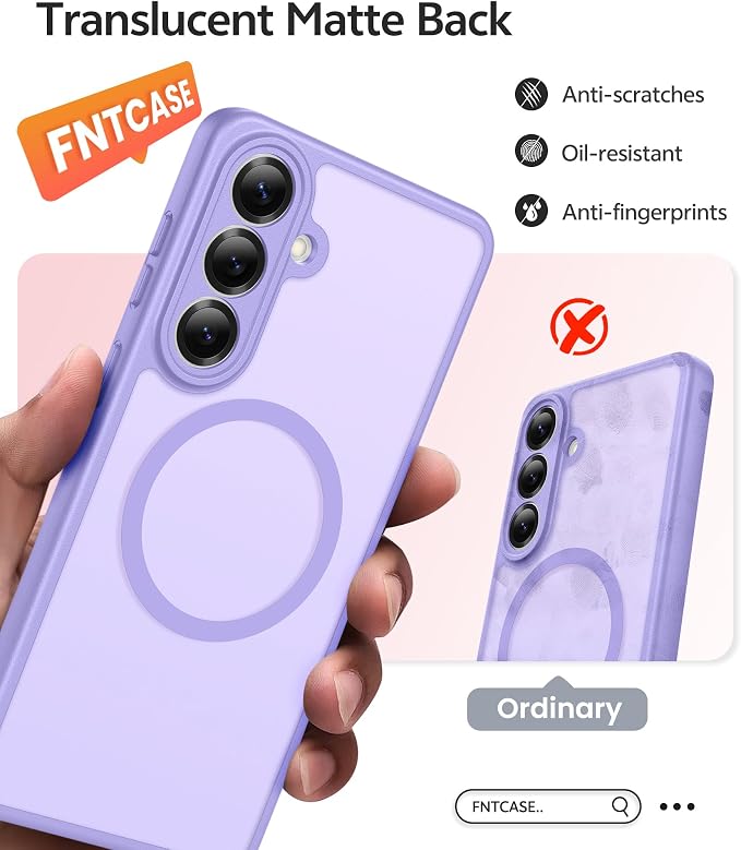 FNTCASE for Samsung Galaxy S26 Case, Fit for Magsafe, with Screen Protector | Full Camera Protection, Translucent Matte, 14FT Military Grade Drop Proof, Shockproof Protective Phone Cover, Light Purple - Image 6