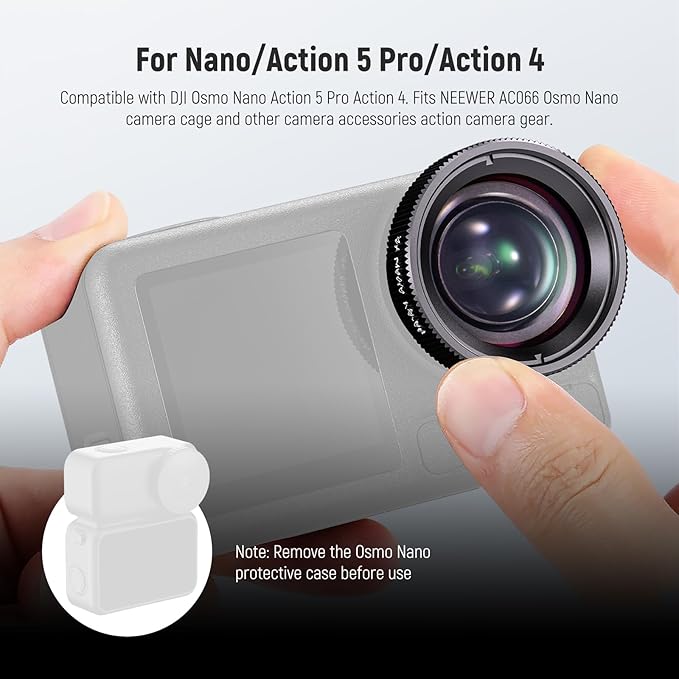 NEEWER Macro Lens Compatible with DJI Osmo Nano/Action 5 Pro/Action 4 | 2X Magnification, 2 Elements in 1 Group, 3-4cm Focal Distance, Close Up Photography Accessories, Not Waterproof, LS-68 - Image 2