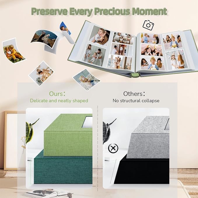 popotop Photo Album 4x6-600 Photos Photo Books with 600 Horizontal and Vertical Pockets,Linen Cover Albums for Family Wedding Anniversary Baby Vacation Pictures - Image 5