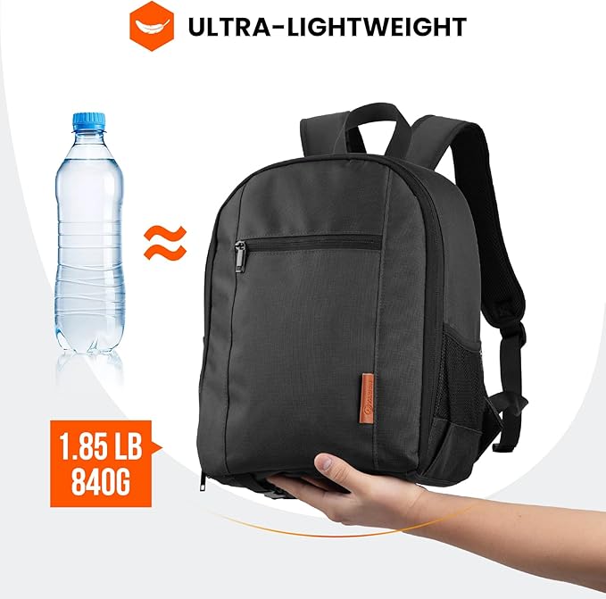 TARION Small Camera Backpack for Photographers Compact 12L Black TB-S | 14 Inch Laptop Compartment, Rain Cover, Bottom Tripod Holder, for DSLR Mirrorless Cameras, Everyday Shooting Bag - Image 6