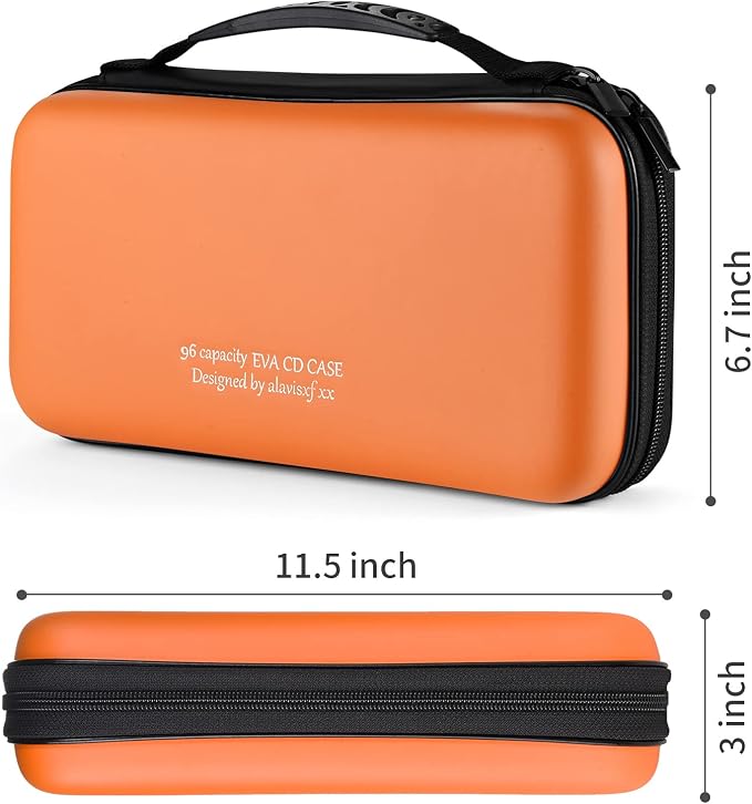 alavisxf xx CD Case, 96 Capacity Protective Zipper Disc Wallet for Car | EVA Shock-resistant, Double Zipper Closure, Portable Handle, DVD Storage Organizer, Anti-Slip Sleeves, for Home Office Travel - Image 4