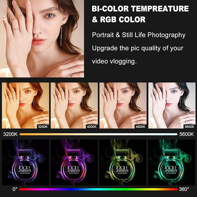 GVM RGB LED Video Light with Tripod Stand Barndoors, APP Control Panel Studio Lighting Kit, 3200K-5600K Dimmable, CRI97, Key Light for Photography, Video Recording, YouTube, Live Streaming, 800D - Image 5