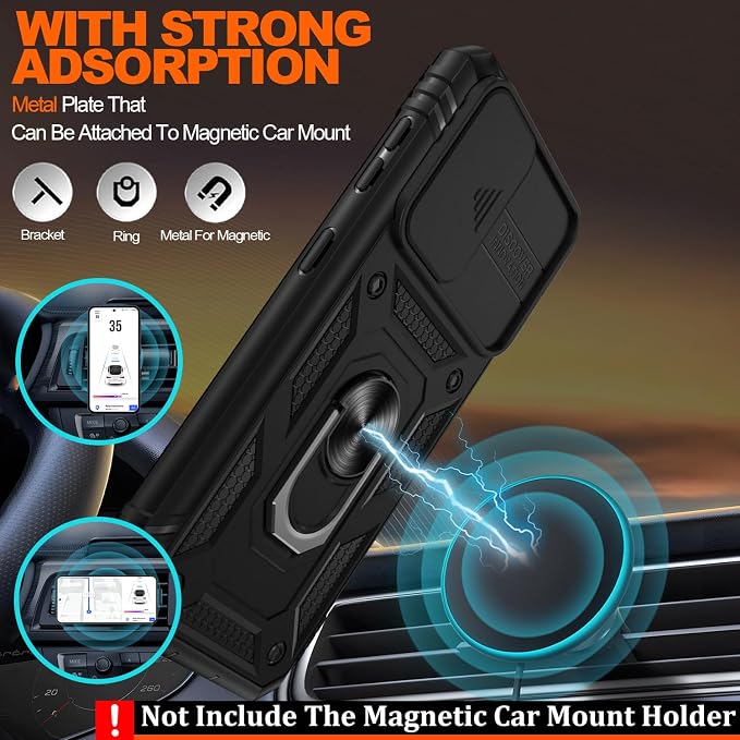 Gritup for Galaxy S21 Phone Case Military-Grade Shockproof with Kickstand | with 2 PCS Screen Protector, Slide Camera Cover, Heavy Duty Outdoor Protection Full Body Funda para Galaxy S 21 Cover-Black - Image 7