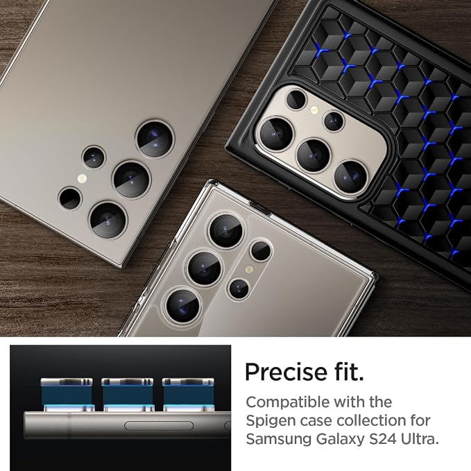 Spigen Camera Lens Protector for Galaxy S24 Ultra - Titanium Gray [2 Pack] | GlasTR EZ Fit Optik Pro, 9H+ Tempered glass, Scratch resistant, Original photo quality, Auto-align tray, Case-friendly - Image 6
