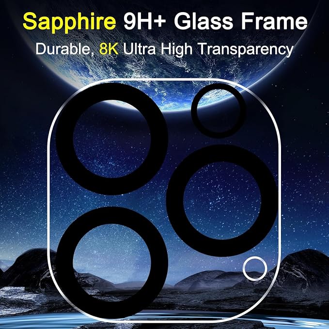 Ferilinso 6 Pack Camera Lens Protector for iPhone 16 Pro Max/iPhone 16 Pro | 9H+ Tempered Glass, Military-Grade Shatterproof Camera Cover, Case Friendly, Anti-Scratch, No Flash Glare for Night Shooting - Image 6