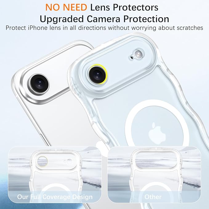 BENTOBEN Magnetic for iPhone Air Case 2025, Cute Wavy [Full Camera Protection] [Compatible with MagSafe] Matte Anti-Slip Bumper Women Girls Boys Protective Cover for iPhone 17 Air 6.5", Clear White - Image 3