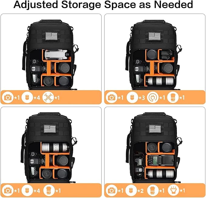 MOSISO Camera Backpack, DSLR/SLR/Mirrorless Tactical Camera Bag Case | Photography Bag with Laptop Compartment Compatible with Canon/Nikon/Sony, Black - Image 3