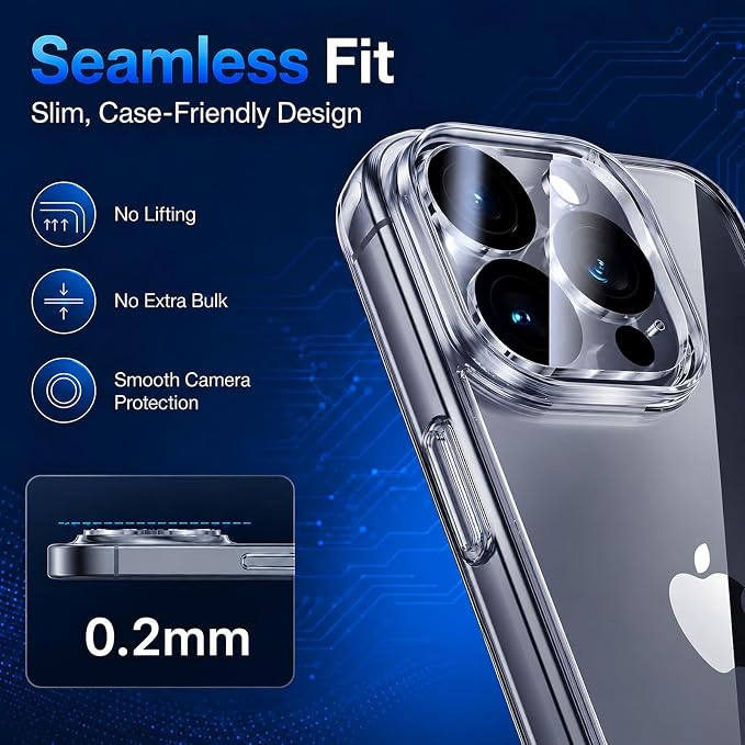 Camera Lens Protector for iPhone 15 Pro Max/iPhone 15 Pro- 3 Pack | 9H Tempered Glass, HD Clear, Scratch Resistant, Camera Cover Accessories, Case Friendly, Not Affect Night Shots - Image 6