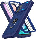 Fit for Samsung A24 Phone Case with 2PCS Screen Protector, Build in 360° Rotating Ring Kickstand, Military Grade Protective Case for Samsung A24 Case Phone, Blue by Gritup